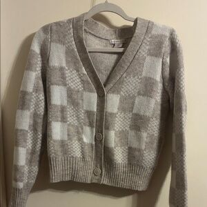 Sincerely Jules Cream and Gray Plaid Cardigan